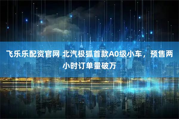 飞乐乐配资官网 北汽极狐首款A0级小车，预售两小时订单量破万