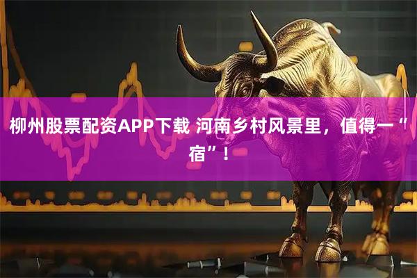 柳州股票配资APP下载 河南乡村风景里，值得一“宿”！